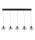 Ramona 5 Light Bar Ceiling Pendant Matt Black and Smoked Ombre Glass LED-7