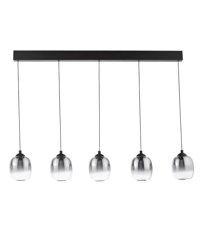 Ramona 5 Light Bar Ceiling Pendant Matt Black and Smoked Ombre Glass LED-7