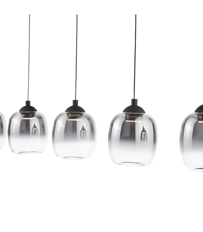 Ramona 5 Light Bar Ceiling Pendant Matt Black and Smoked Ombre Glass LED-8