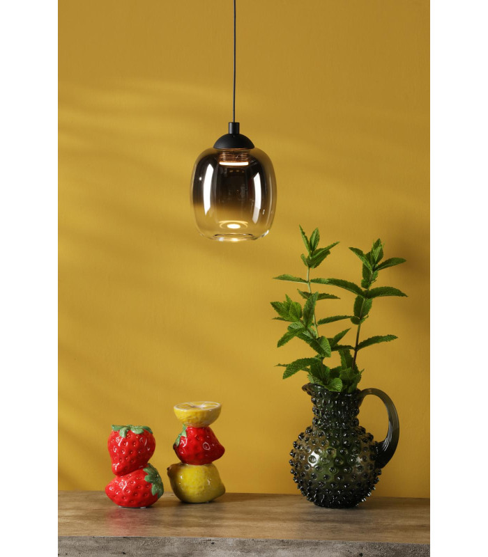 Ramona Ceiling Pendant/Wall Light Matt Black Ombre Glass LED-4