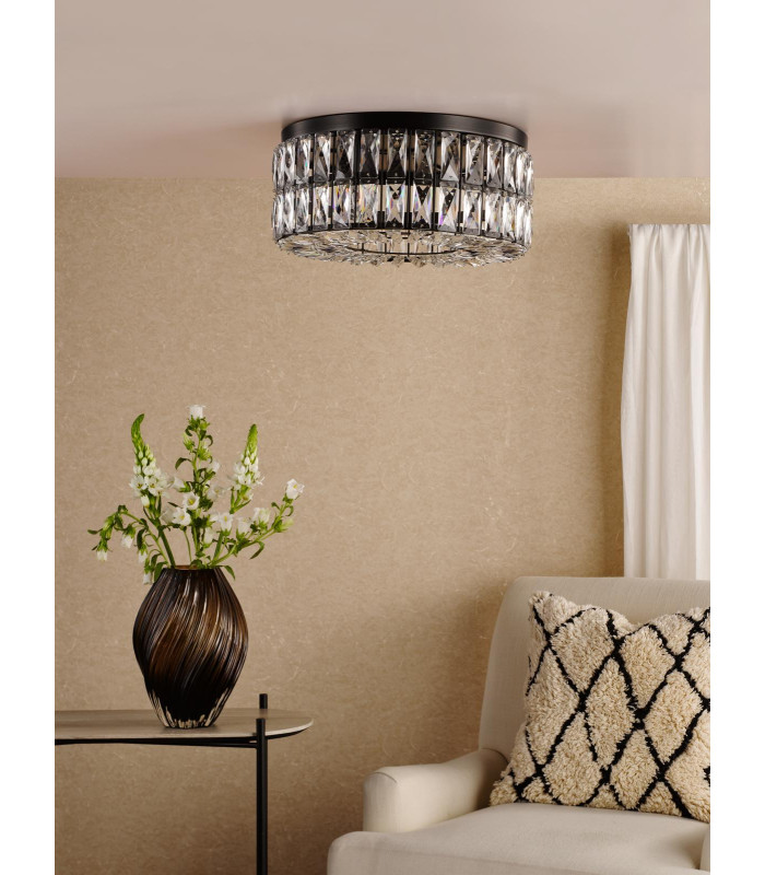Relena 4 Light Flush Matt Black and Crystal-3