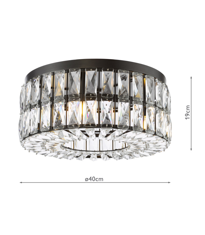 Relena 4 Light Flush Matt Black and Crystal-4
