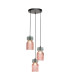 Rhubarb 3 Light Cluster Ceiling Pendant Pink and Green Ribbed Glass-1
