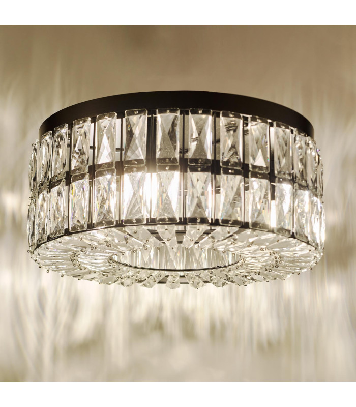 Relena 4 Light Flush Matt Black and Crystal-9