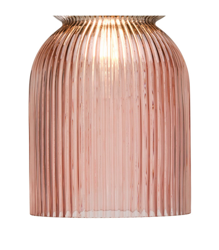 Rhubarb Ceiling Pendant Pink and Green Ribbed Glass-9