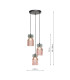 Rhubarb 3 Light Cluster Ceiling Pendant Pink and Green Ribbed Glass-6
