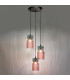 Rhubarb 3 Light Cluster Ceiling Pendant Pink and Green Ribbed Glass-10
