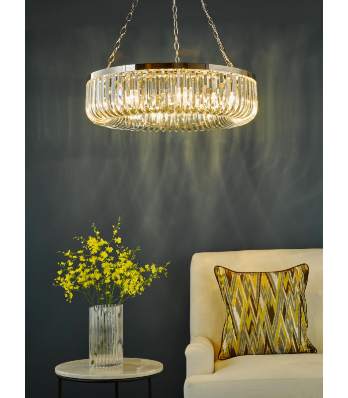 Sigourney 8 Light Ceiling Pendant Polished Nickel and Crystal-2