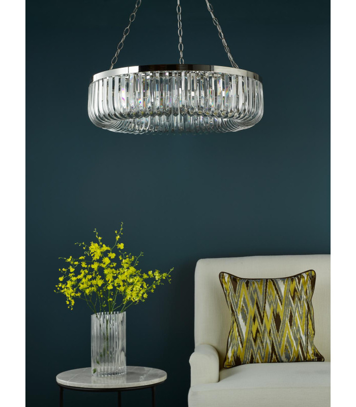 Sigourney 8 Light Ceiling Pendant Polished Nickel and Crystal-3