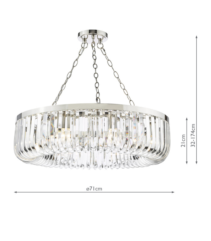 Sigourney 8 Light Ceiling Pendant Polished Nickel and Crystal-4