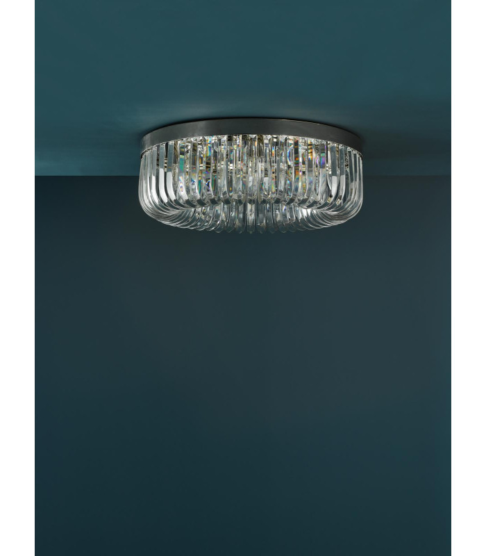 Sigourney 6 Light Flush Polished Nickel and Crystal-3