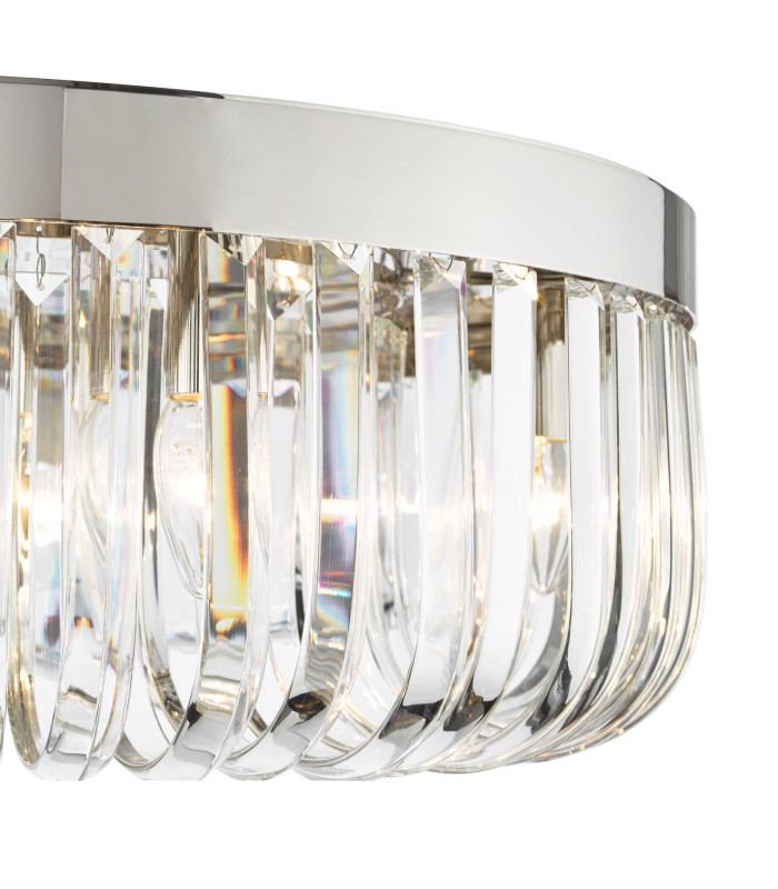 Sigourney 6 Light Flush Polished Nickel and Crystal-6