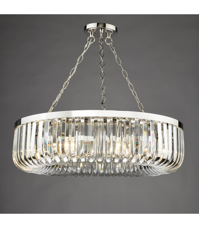 Sigourney 8 Light Ceiling Pendant Polished Nickel and Crystal-8