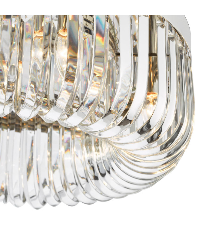 Sigourney 6 Light Flush Polished Nickel and Crystal-7