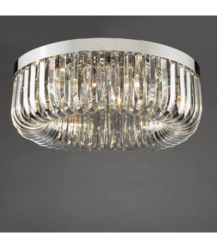 Sigourney 6 Light Flush Polished Nickel and Crystal-8