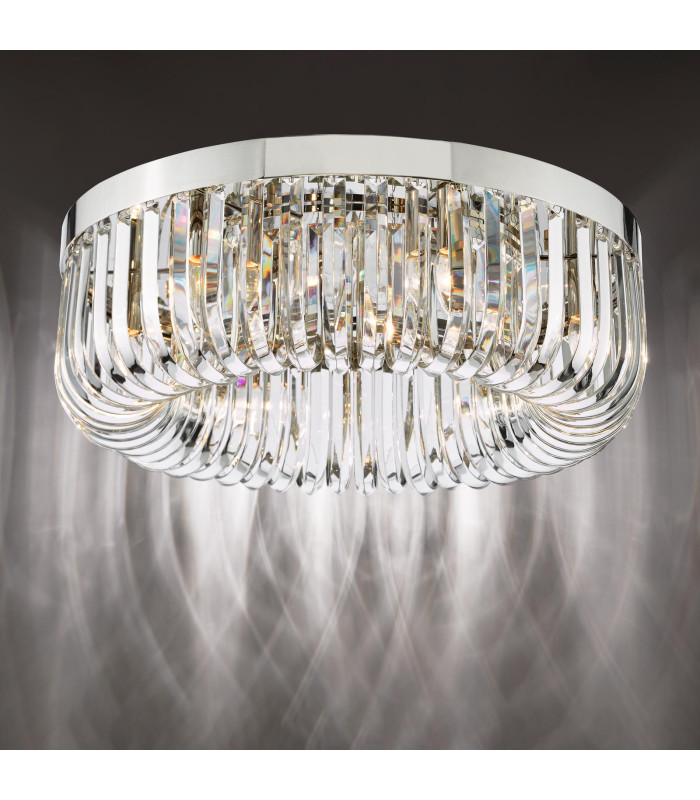 Sigourney 6 Light Flush Polished Nickel and Crystal-9