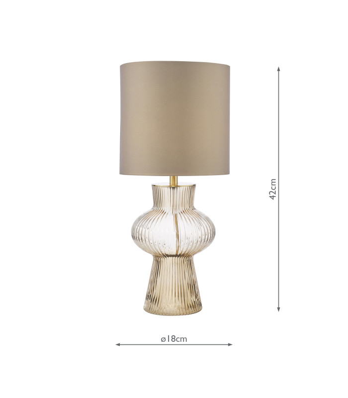 Suelita Table Lamp Brown Ribbed Glass and Antique Brass With Shade-4