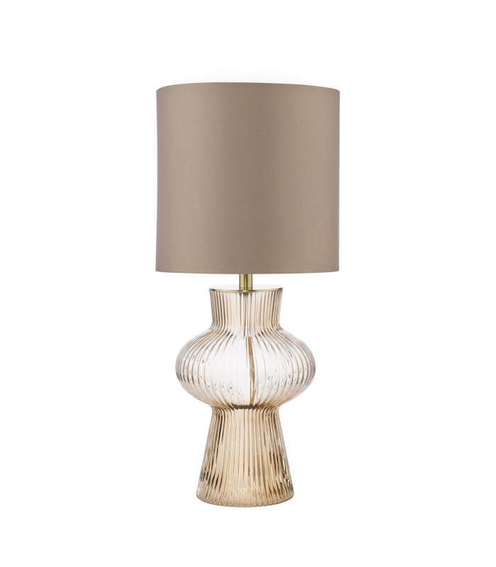 Suelita Table Lamp Brown Ribbed Glass and Antique Brass With Shade-5