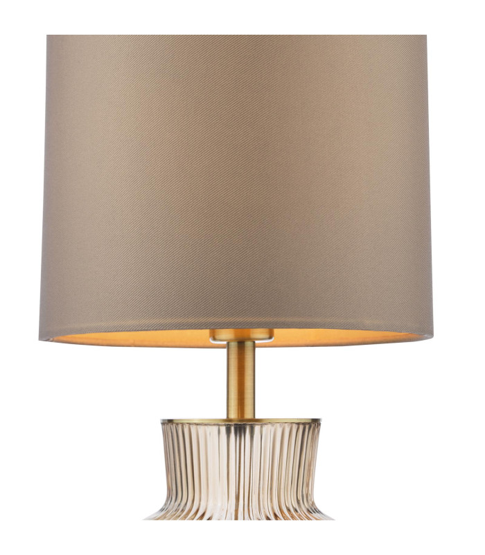Suelita Table Lamp Brown Ribbed Glass and Antique Brass With Shade-6