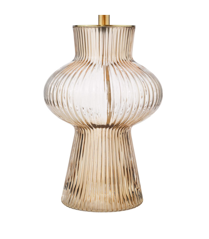 Suelita Table Lamp Brown Ribbed Glass and Antique Brass With Shade-7