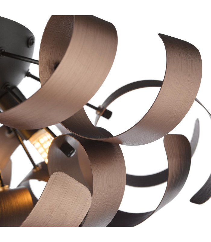Swash 4 Light Flush Black With Copper Ribbons-3