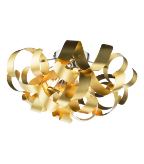 Swash 4 Light Flush Polished Chrome With Gold Ribbons-1