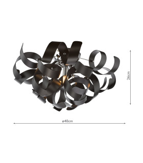 Swash 4 Light Flush Polished Chrome With Black Ribbons-2