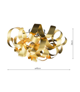 Swash 4 Light Flush Polished Chrome With Gold Ribbons-2