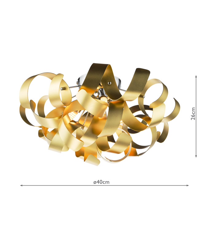 Swash 4 Light Flush Polished Chrome With Gold Ribbons-2