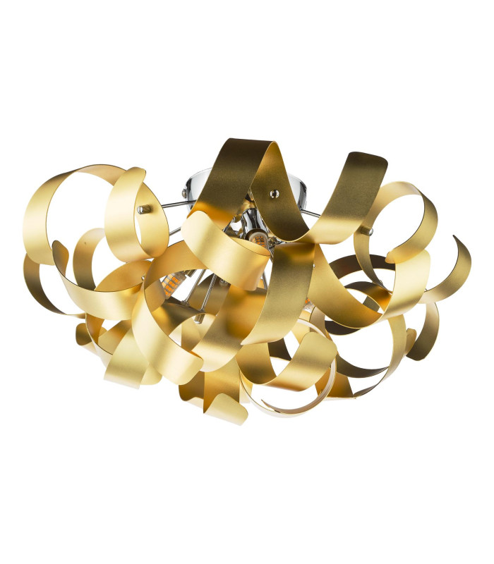 Swash 4 Light Flush Polished Chrome With Gold Ribbons-3