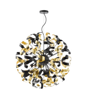 Swash Ceiling Pendant Black With Black & Gold Ribbons-1