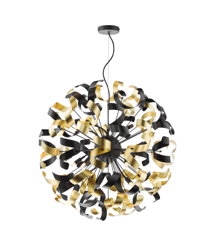 Swash Ceiling Pendant Black With Black & Gold Ribbons-1