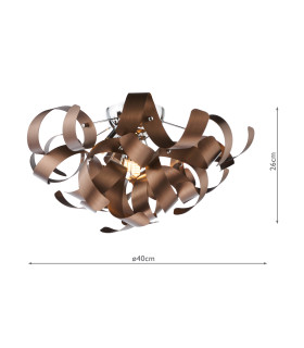 Swash 4 Light Flush Polished Chrome With Copper Ribbons-2