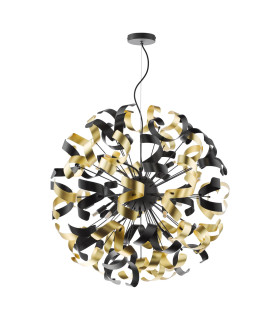 Swash Ceiling Pendant Black With Black & Gold Ribbons-2