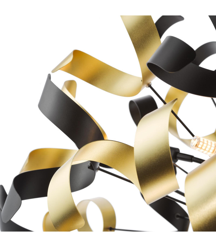 Swash Ceiling Pendant Black With Black & Gold Ribbons-3