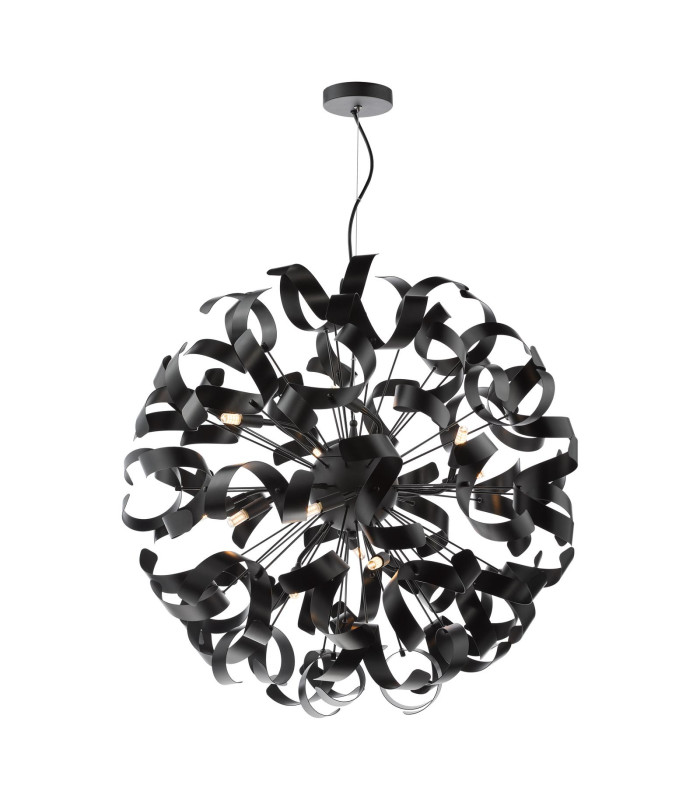 Swash Ceiling Pendant Black With Black Ribbons-1