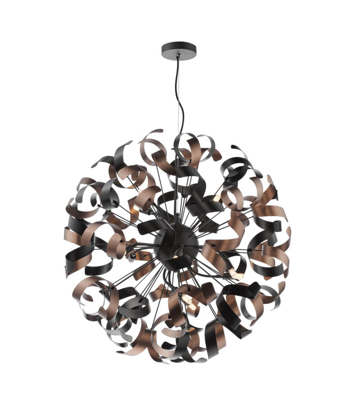 Swash Ceiling Pendant Black With Copper Ribbons-1