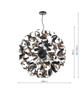 Swash Ceiling Pendant Black With Copper Ribbons-2