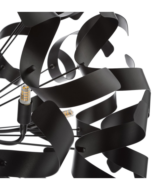 Swash Ceiling Pendant Black With Black Ribbons-4