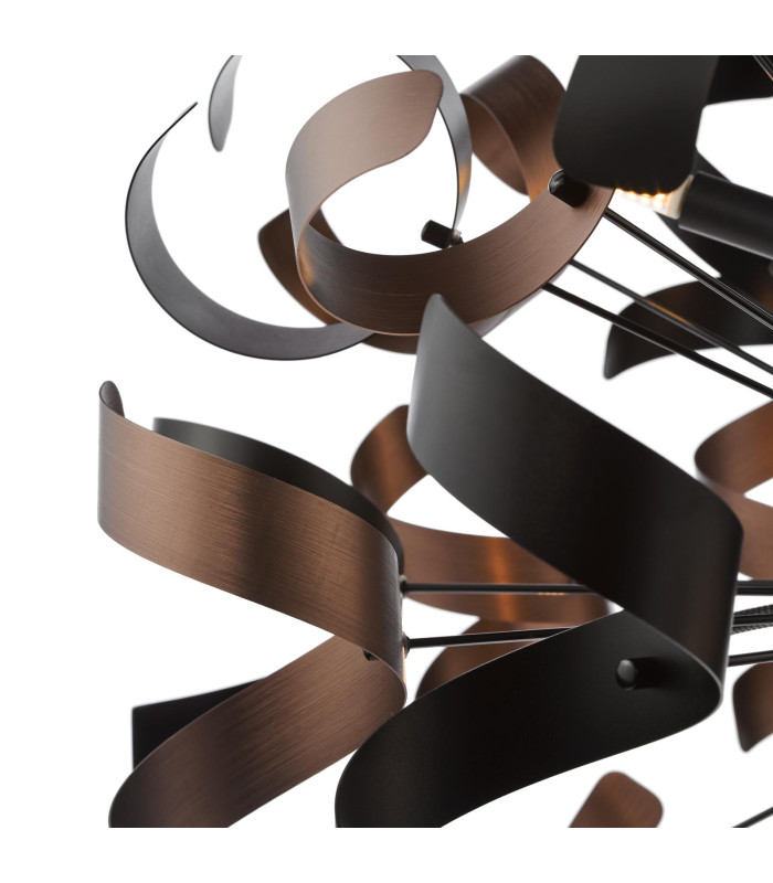 Swash Ceiling Pendant Black With Copper Ribbons-4