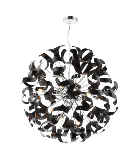 Swash Ceiling Pendant Polished Chrome With Black Ribbons-1