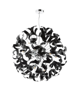 Swash Ceiling Pendant Polished Chrome With Black Ribbons-2