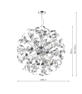 Swash Ceiling Pendant Polished Chrome With Aluminium Ribbons-2