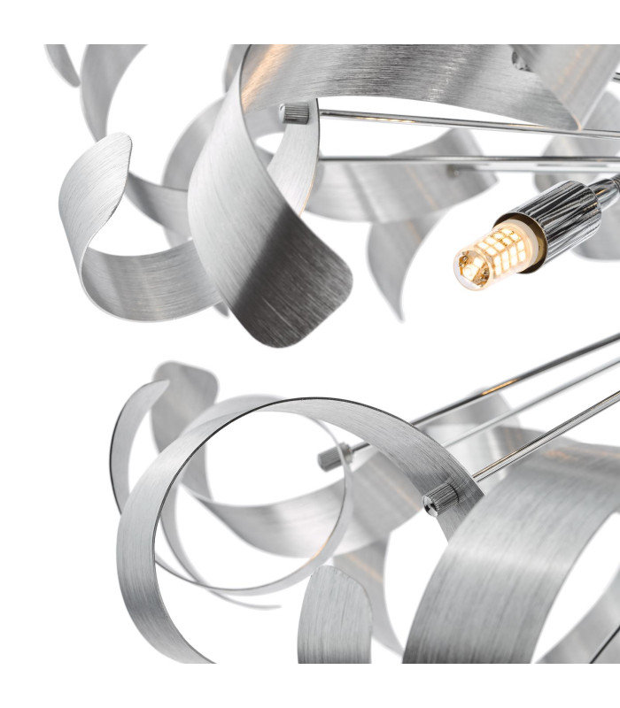 Swash Ceiling Pendant Polished Chrome With Aluminium Ribbons-4