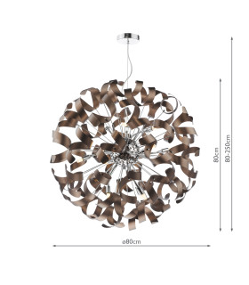 Swash Ceiling Pendant Polished Chrome with Copper Ribbons-2