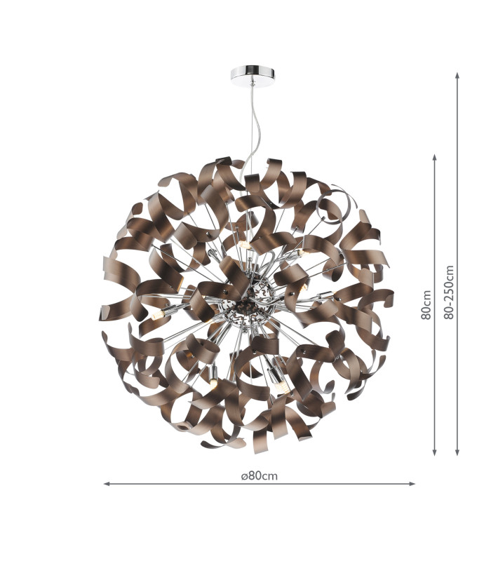 Swash Ceiling Pendant Polished Chrome with Copper Ribbons-2