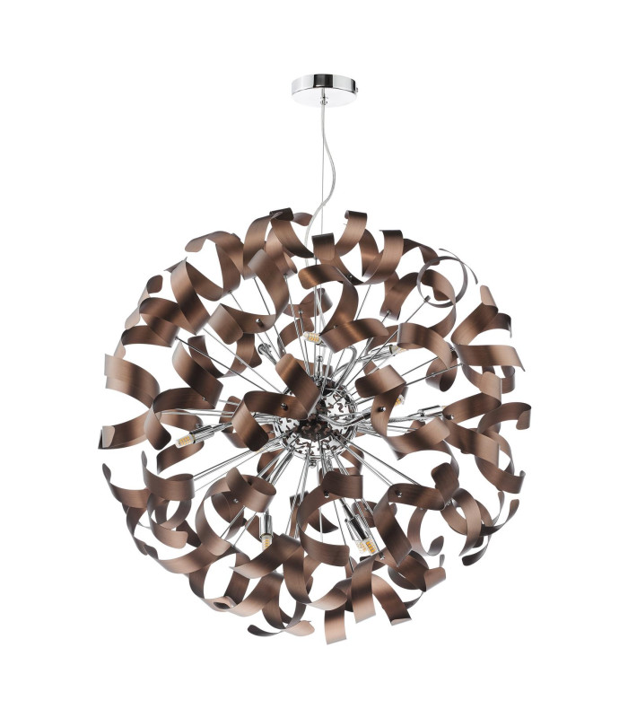 Swash Ceiling Pendant Polished Chrome with Copper Ribbons-3