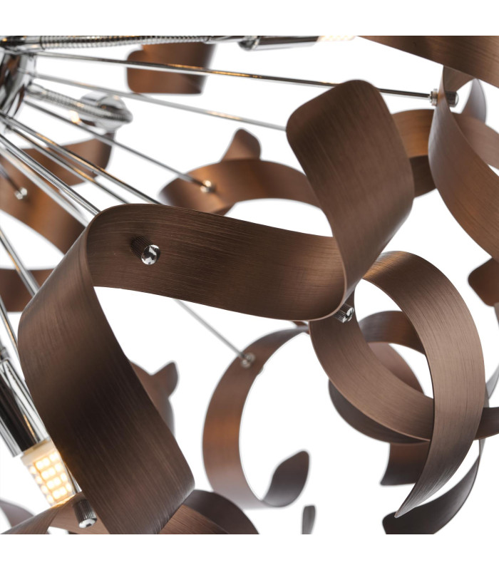 Swash Ceiling Pendant Polished Chrome with Copper Ribbons-4