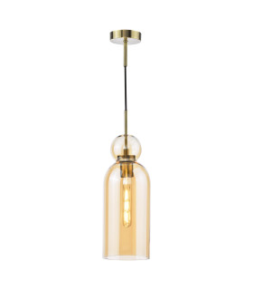 Tao Ceiling Pendant Brushed Bronze and Amber Glass-1