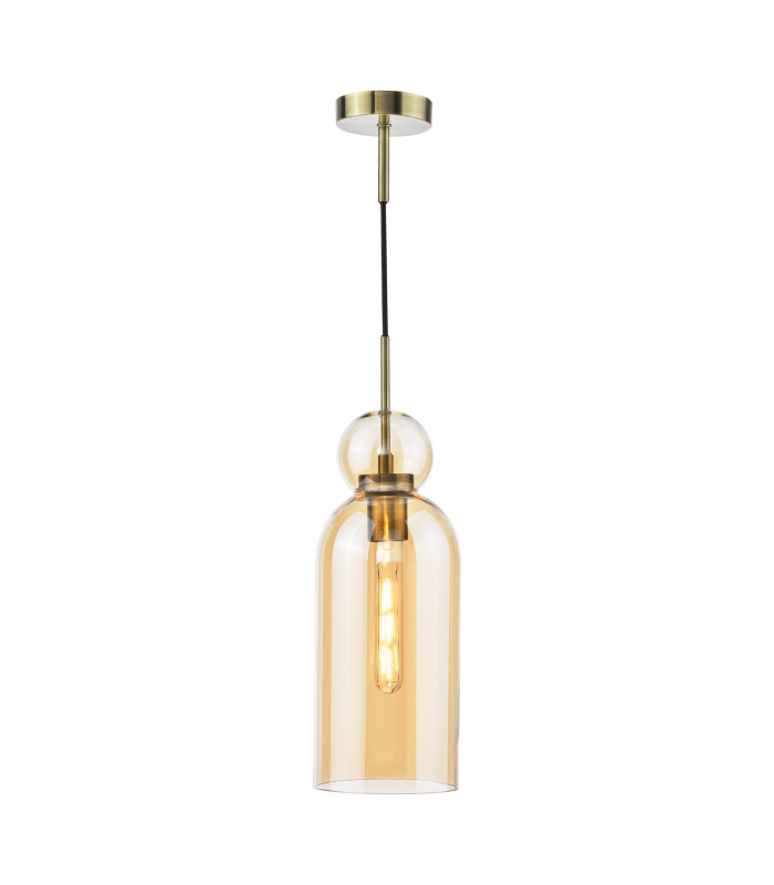 Tao Ceiling Pendant Brushed Bronze and Amber Glass-1